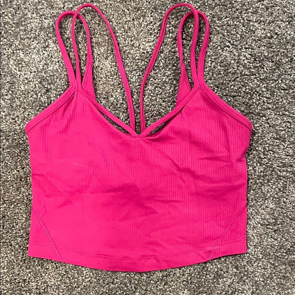 Lululemon fuschia pink crop top sport bra, no pads, size 2